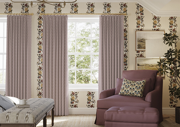 Scallop and Bud, Mulberry - Made to Measure Curtains - Image 3